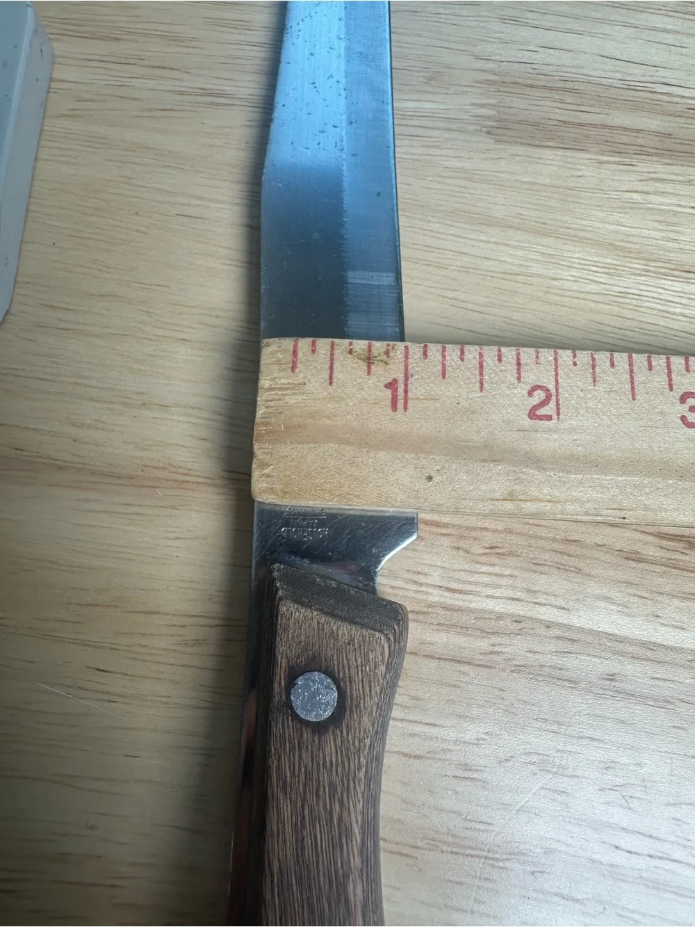 Vintage emperor steel Wood-Handle Carving Knife triple rivets 1970s